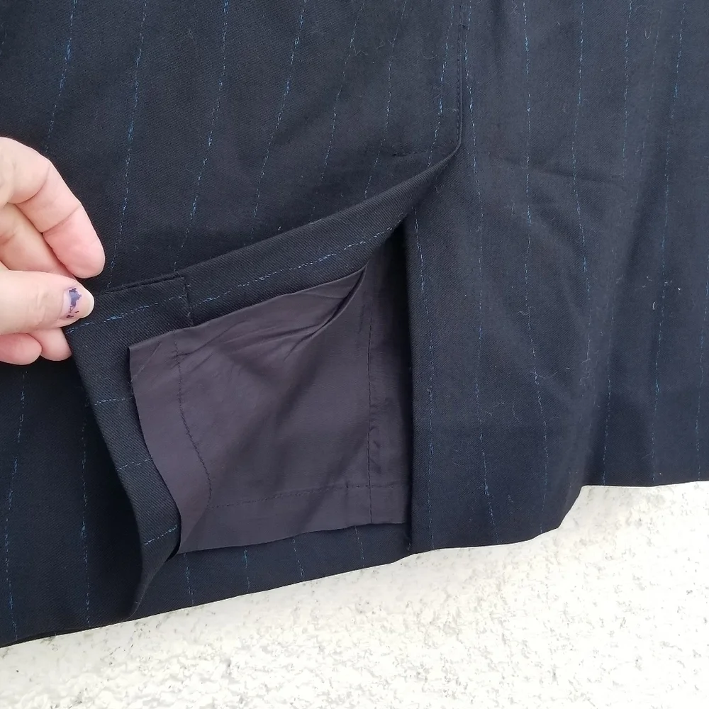Versus Versace black career skirt with blue vertical stripes SEE MEASUREMENTS